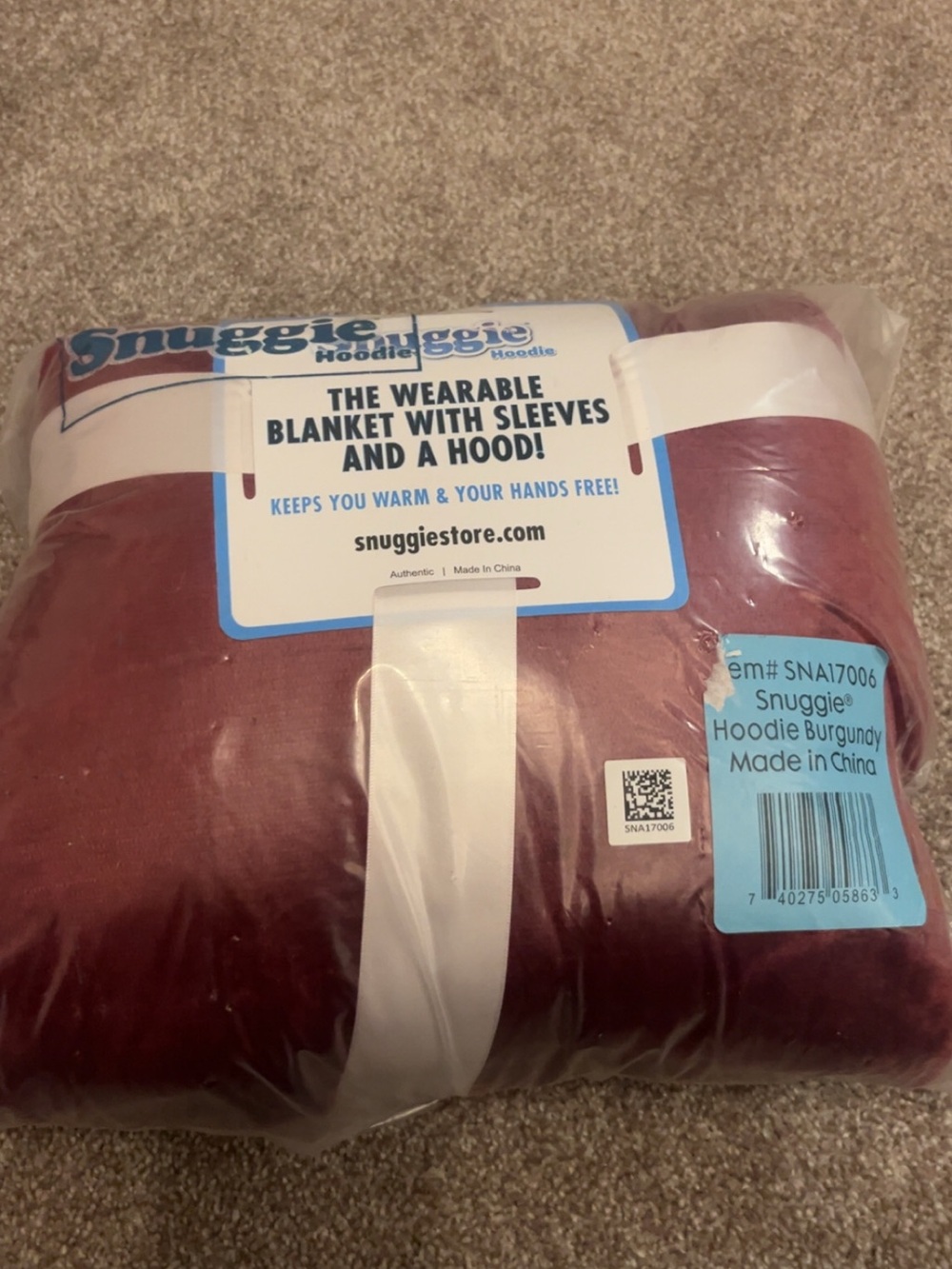 Hooded Wearable Blanket - Burgundy